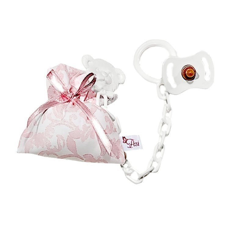 Complements for Así doll Maria & Pablo - Pink paisley pacifier bag with pacifier