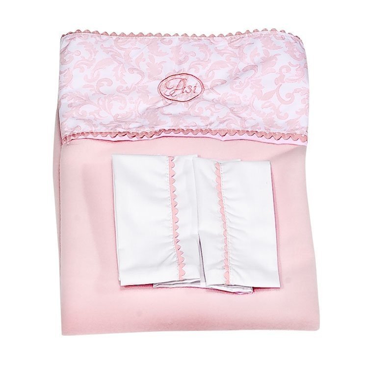 Complements for Así doll - Pink paisley bed sheets and blanket Set