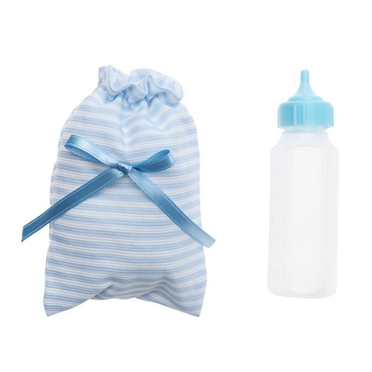 Complements for Así doll - Light blue bottle bag with bottle