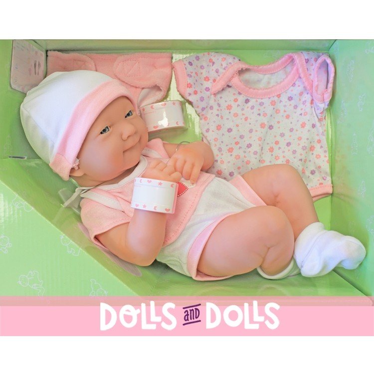Designed by Berenguer doll 36 cm - La Newborn - Tender care with closed mouth and clothes set