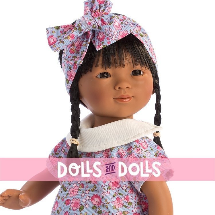 D'Nenes doll 34 cm - Asian Marieta with flowers printed dress