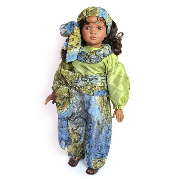 D'Nenes doll 72 cm - Nany with blue-green dress