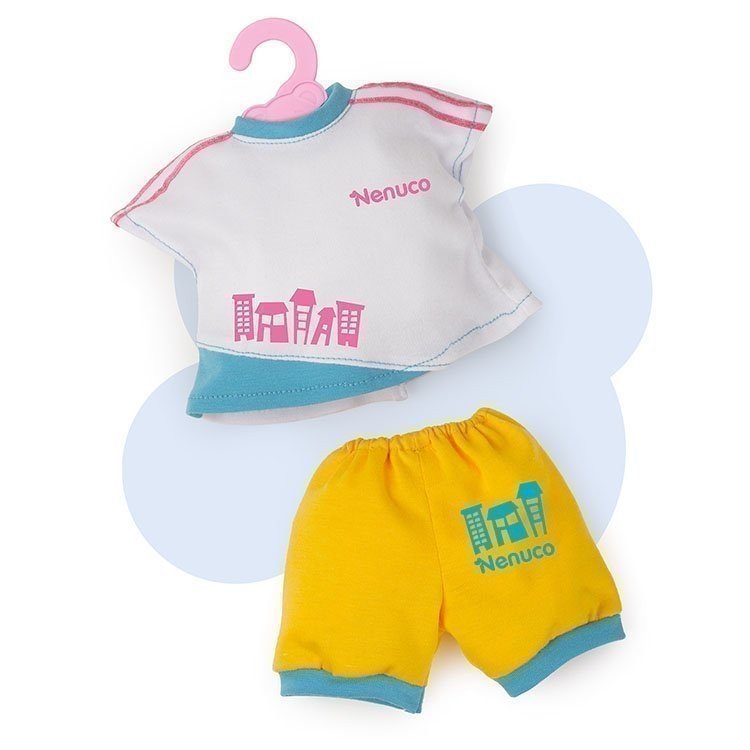 Outfit for Nenuco doll 35 cm - White t-shirt and yellow shorts