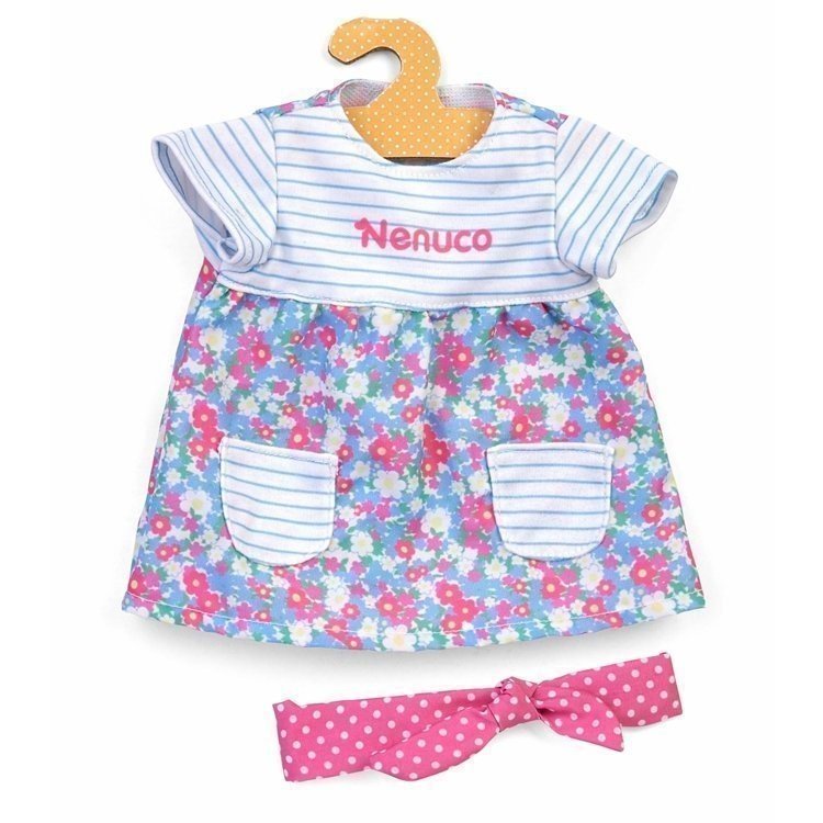 Outfit for Nenuco doll 42 cm - Floral and striped dress with headband