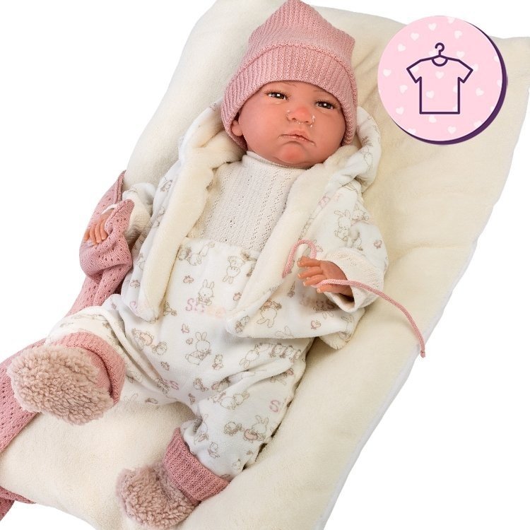 Clothes for Llorens dolls 42 cm - Pink outfit with bunny print