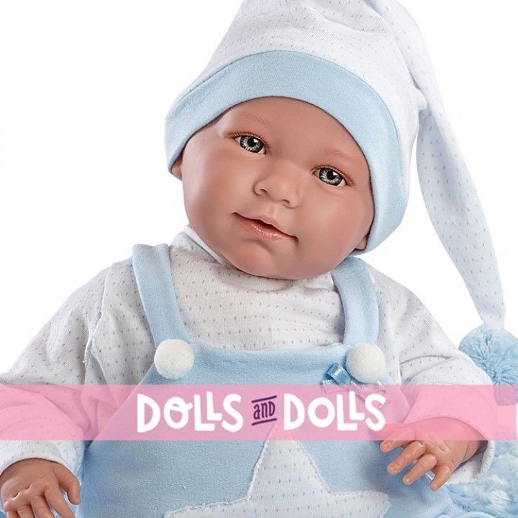 Llorens dolls 42 cm - Lalo with blue pyjamas and blanket