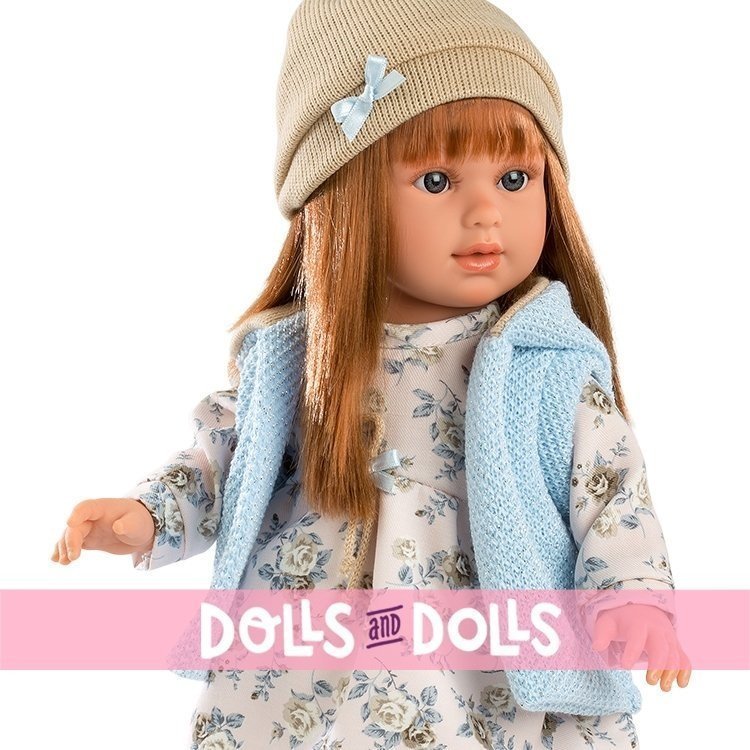 Llorens doll 40 cm - Martina red haired with flower printed dress