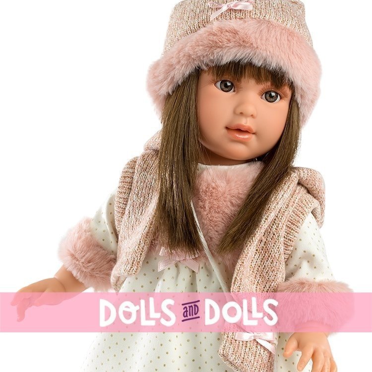 Llorens doll 40 cm - Martina brunette with pink waistcoat