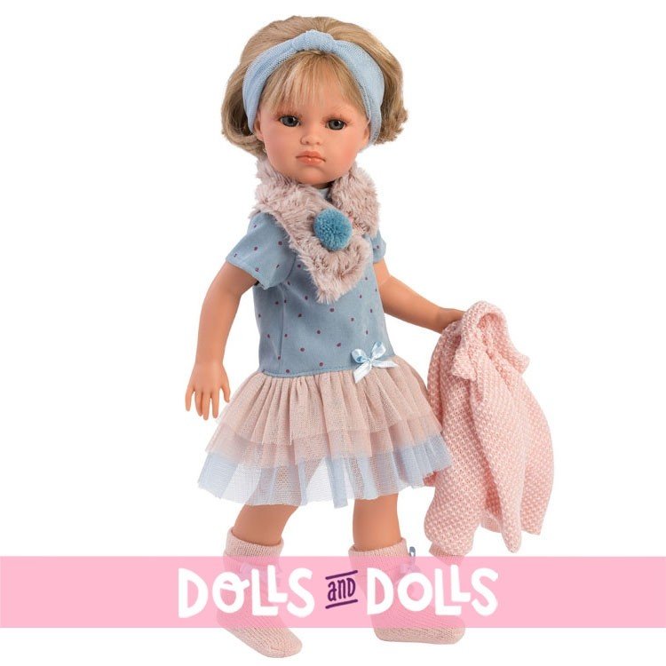 Llorens doll 37 cm - Daniela with pink and blue outfit