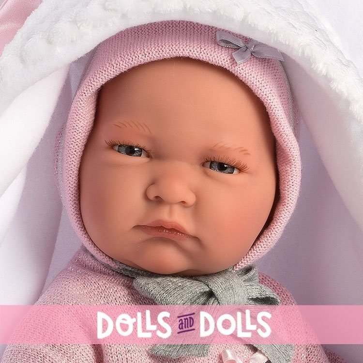 Llorens doll 42 cm - Newborn Crying Lala with white cape