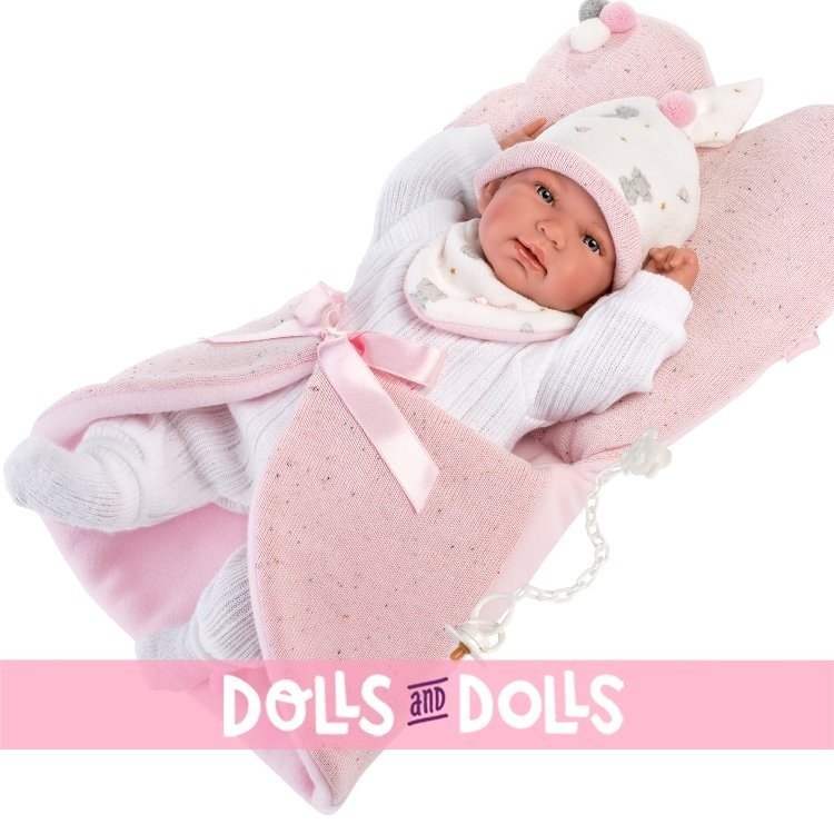 Llorens doll 44 cm - Newborn Crying Tina with seat-changing mat