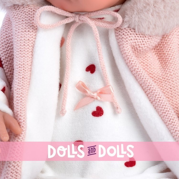 Llorens doll 44 cm - Newborn Crying Tina with hood