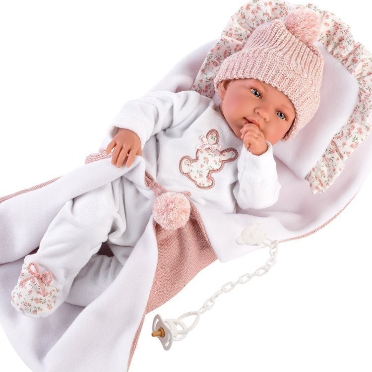 Llorens doll 44 cm - Newborn Crying Tina with pillow and changing mat