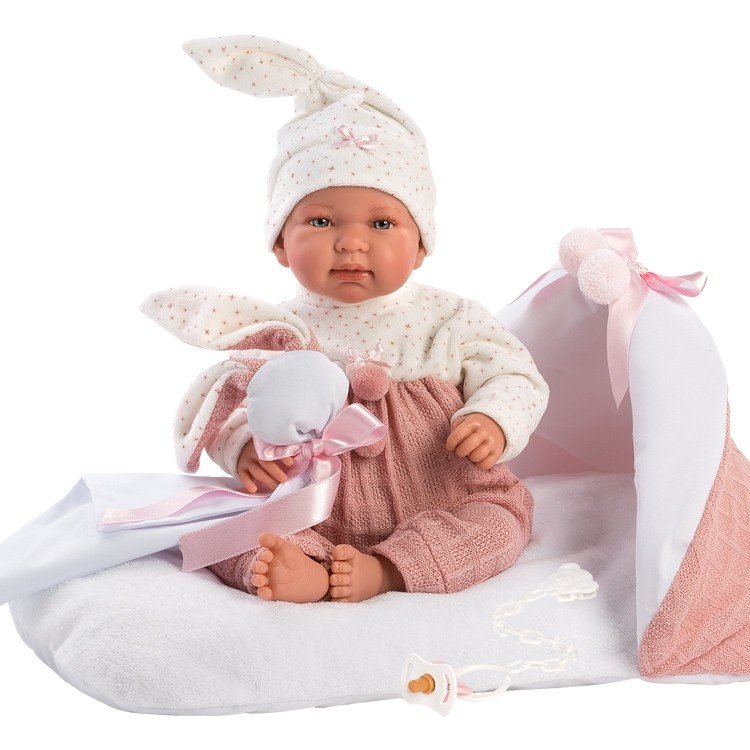 Llorens doll 44 cm - Newborn Crying Tina with pink changing mat