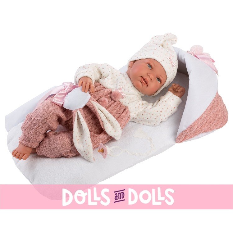 Llorens doll 44 cm - Newborn Crying Tina with pink changing mat