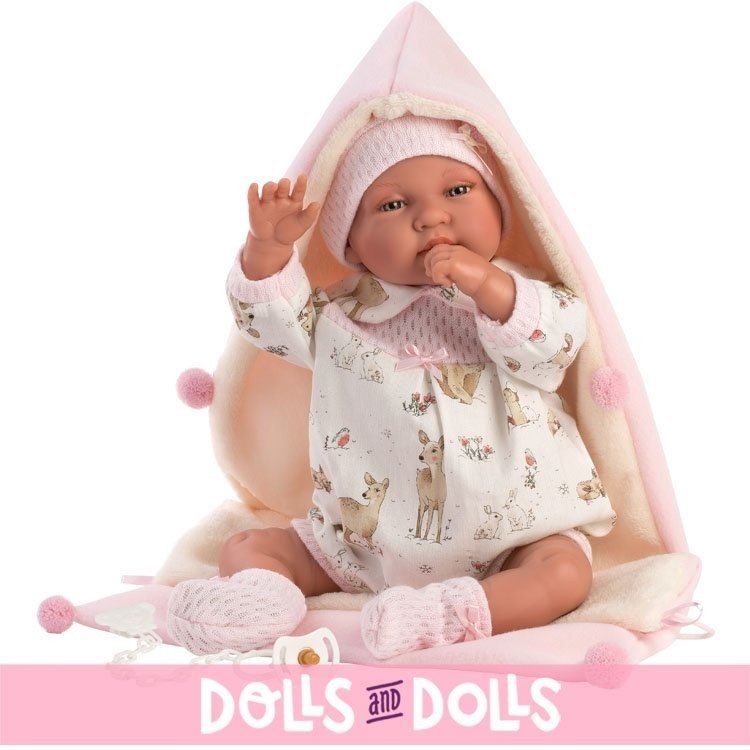 Llorens doll 44 cm - Newborn Crying Tina with sleeping bag-bag