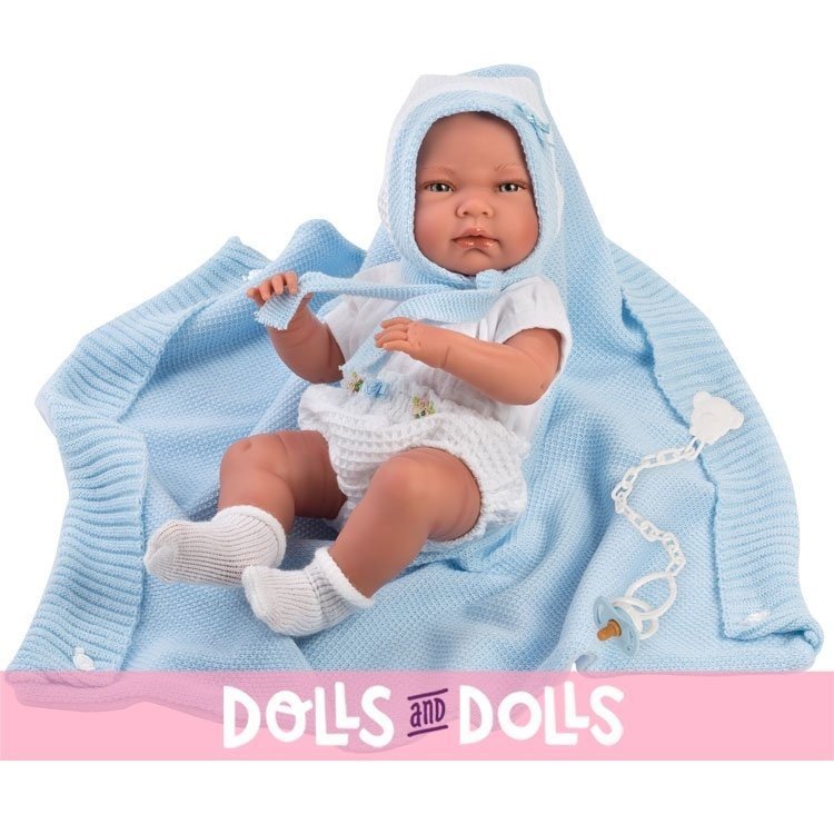Llorens doll 40 cm - Newborn Nico with light blue blanket