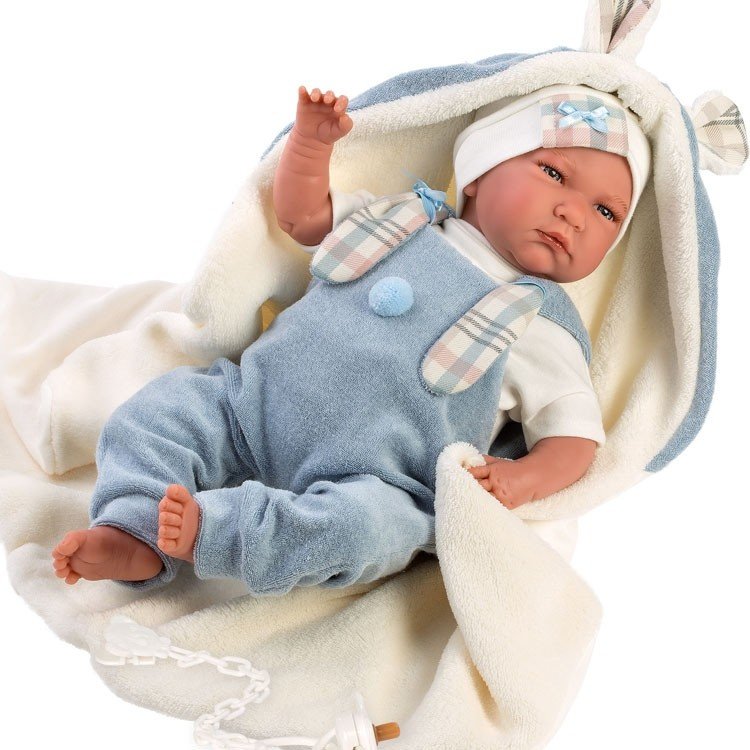 Llorens doll 42 cm - Newborn Crying Lalo with ears blanket