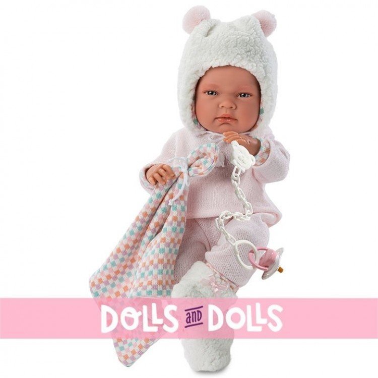 Llorens doll 40 cm - Nica with pink outfit and blanket