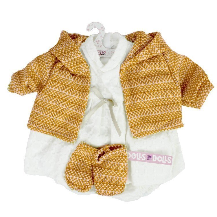 Clothes for Llorens dolls 42 cm - Printed outfit with ochre jacket and booties