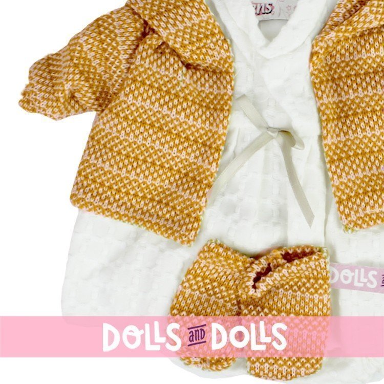 Clothes for Llorens dolls 42 cm - Printed outfit with ochre jacket and booties