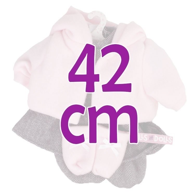 Clothes for Llorens dolls 42 cm - Black printed outfit with pink jacket and booties
