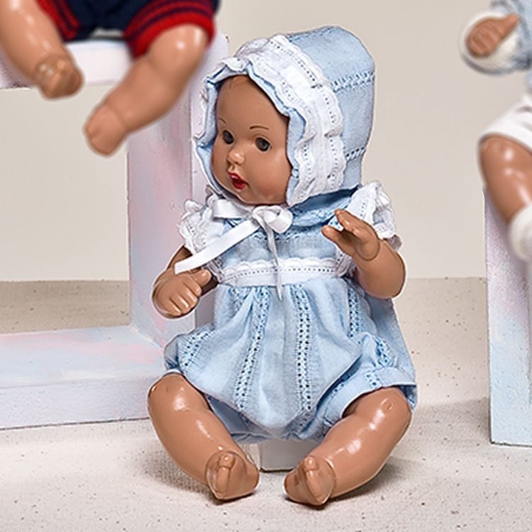 Mini Juanín baby doll 20 cm - Light blue rompers