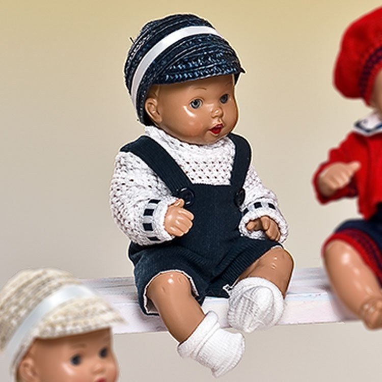 Mini Juanín baby doll 20 cm - With navy dungarees 