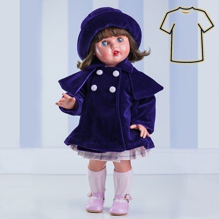 Outfit for Mariquita Pérez doll  50 cm - Purple coat set