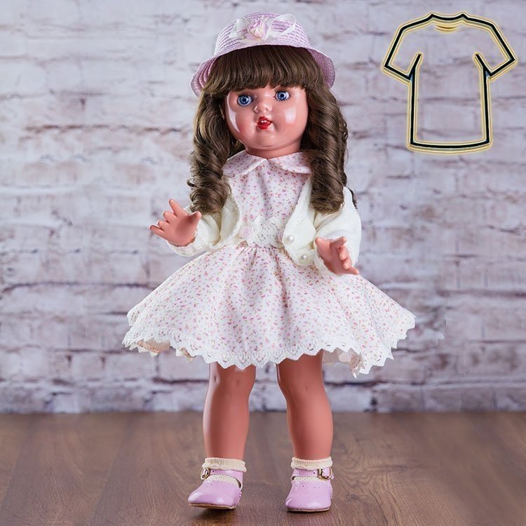 Outfit for Mariquita Pérez doll 50 cm - Beige dress with flowers