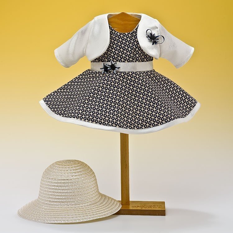 Outfit for Mariquita Pérez doll 50 cm - Navy blue dress with hat