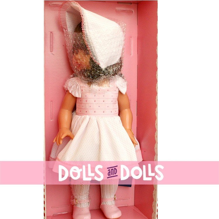 Mariquita Pérez doll 50 cm - With white and pink dress with polka dots