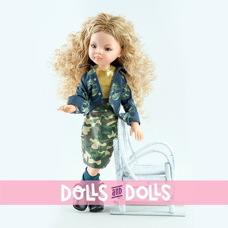 Paola Reina doll 32 cm - Las Amigas Articulated - Manica with military print outfit