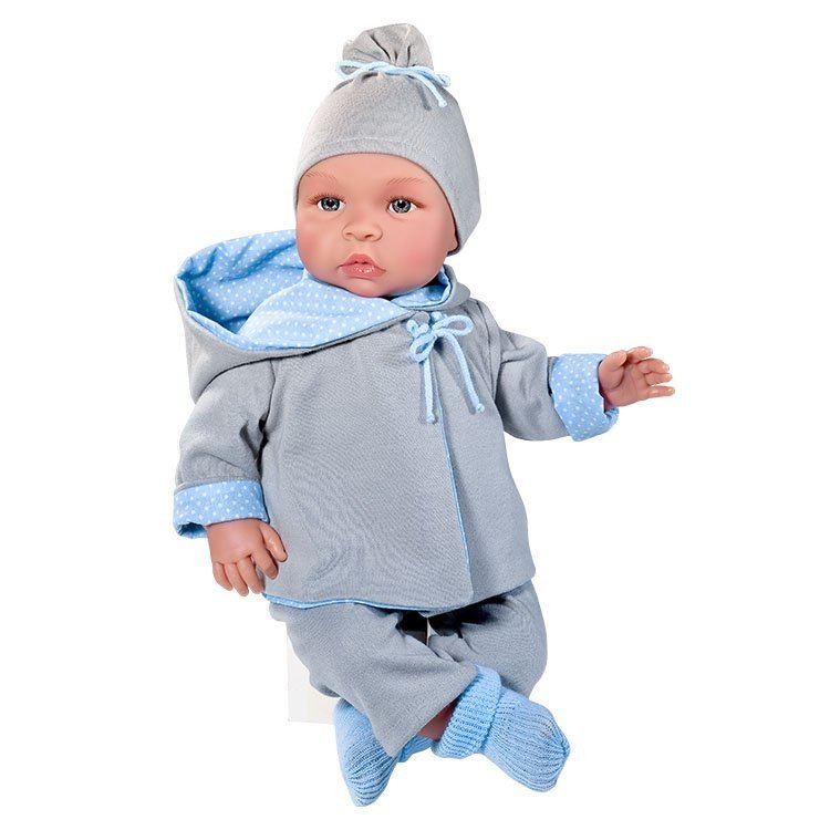 Así doll 46 cm - Leo with gray and blue reversible jacket