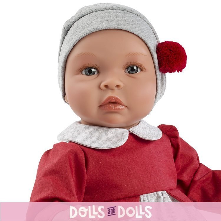 Así doll 46 cm - Leo with grey flowers romper and red chest