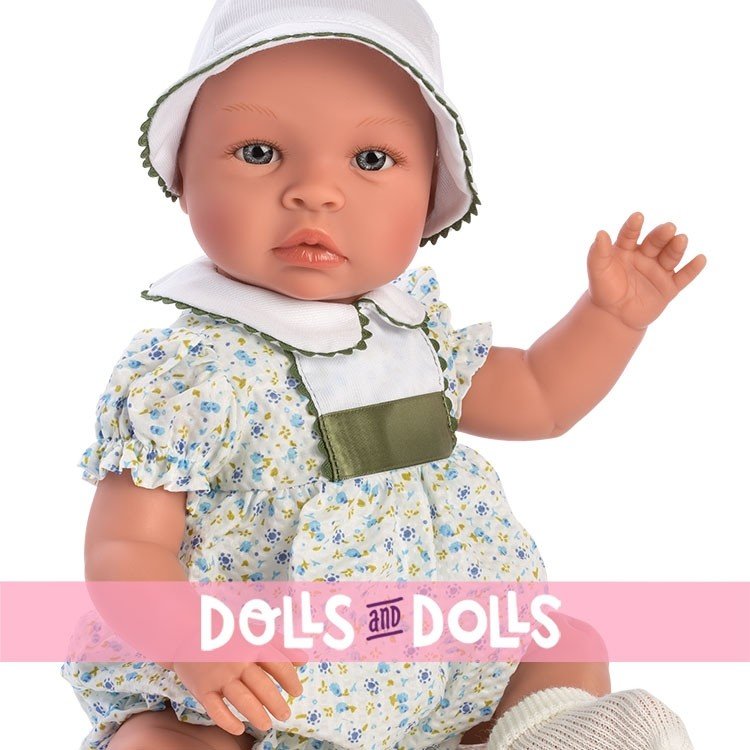 Así doll 46 cm - Leo with blue flowers printed romper and green details