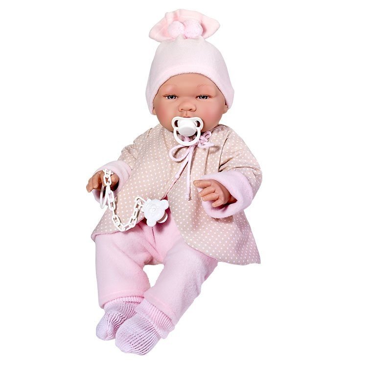 Así doll 43 cm - Maria with pink and beige reversible jacket
