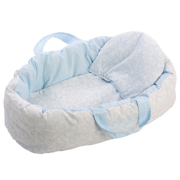 Complements for Así doll 36 to 46 cm - Light blue cachemir two-sided carrycot