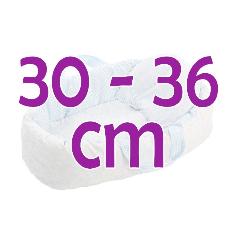 Así doll Complements 30 to 36 cm - Light-blue cachemir two-sided carrycot