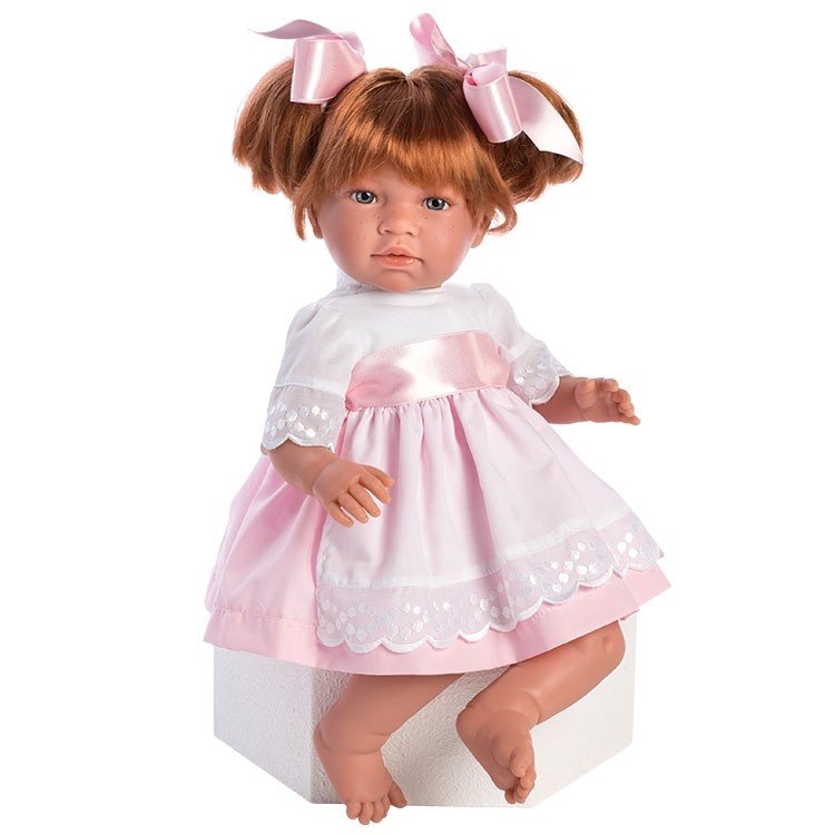 Así doll 46 cm - Noor with pink dress and white smock
