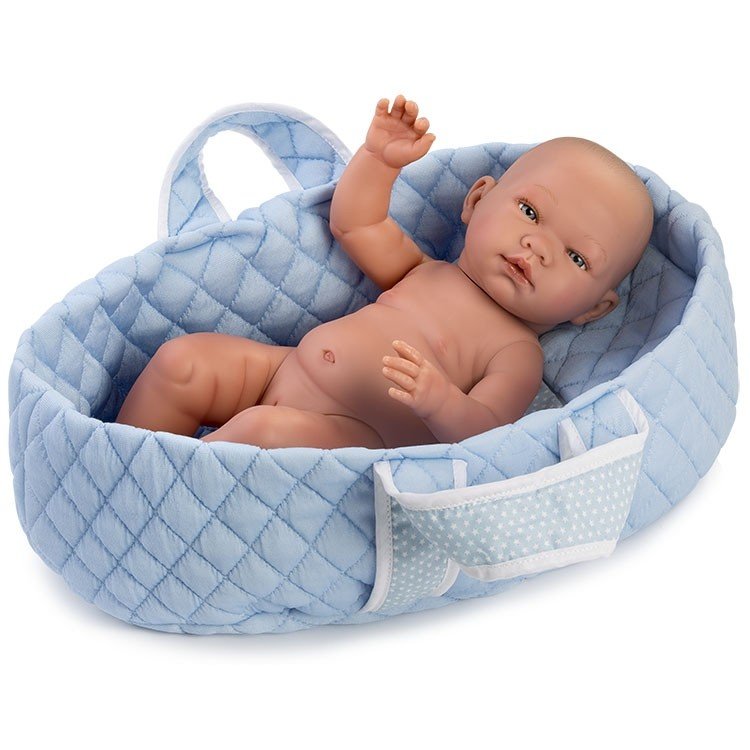 Complements for Asi doll 42 to 46 cm - Big blue carrycot with white stars