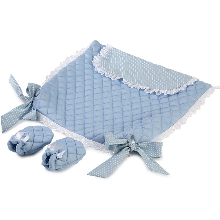 Complements for Así doll - Carrycot apron cover in blue with white stars and mittens
