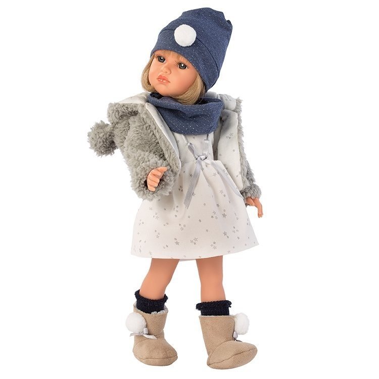 Llorens doll 37 cm - Daniela with fur grey coat