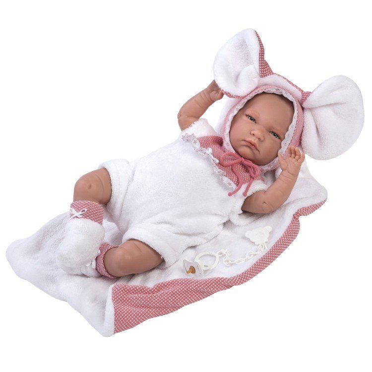 Llorens doll 42 cm - Crying Lala with little mouse blanket