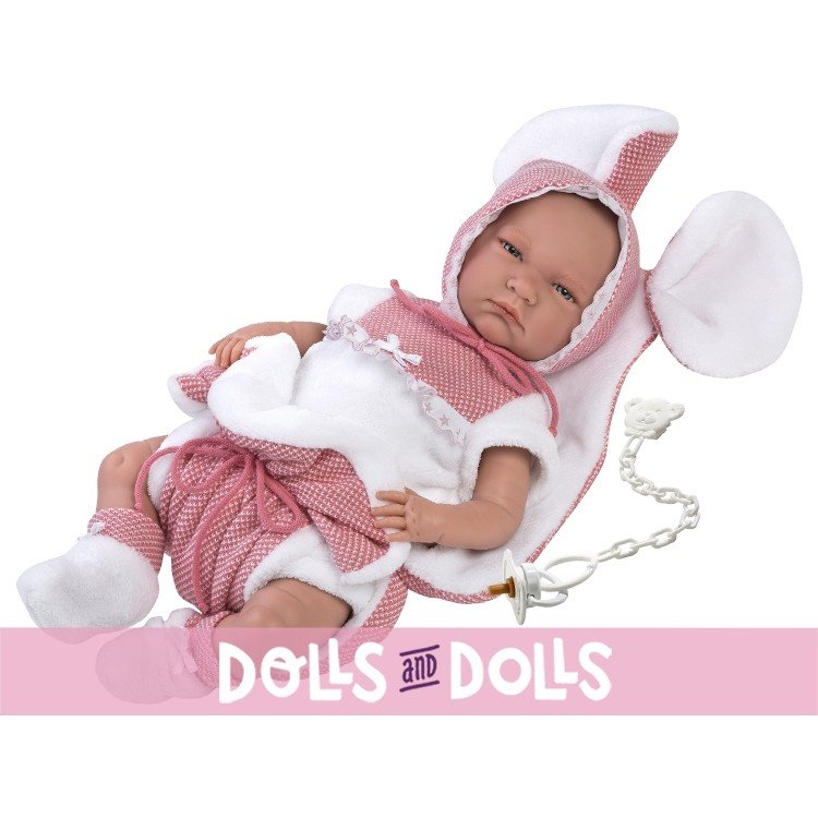 Llorens doll 42 cm - Crying Lala with little mouse blanket
