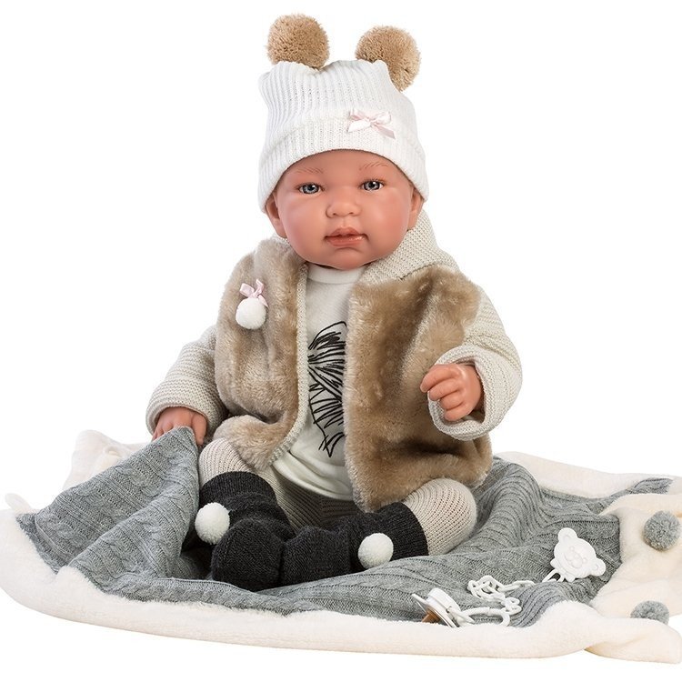 Llorens doll 44 cm - Crying Tina with blanket