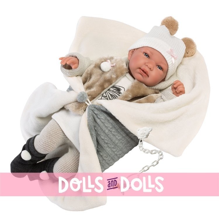 Llorens doll 44 cm - Crying Tina with blanket