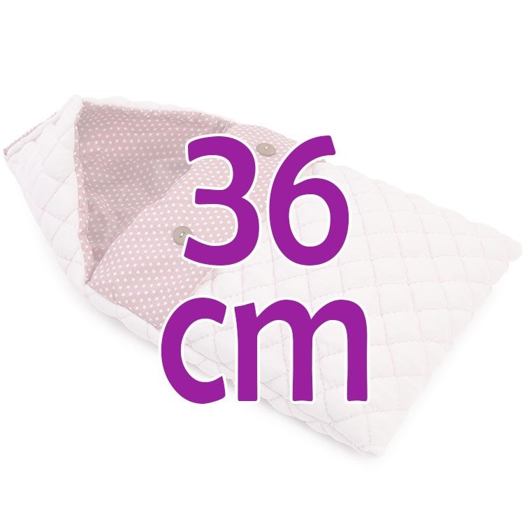 Complements for Así doll 36 cm - Medium pink sleeping bag with white stars