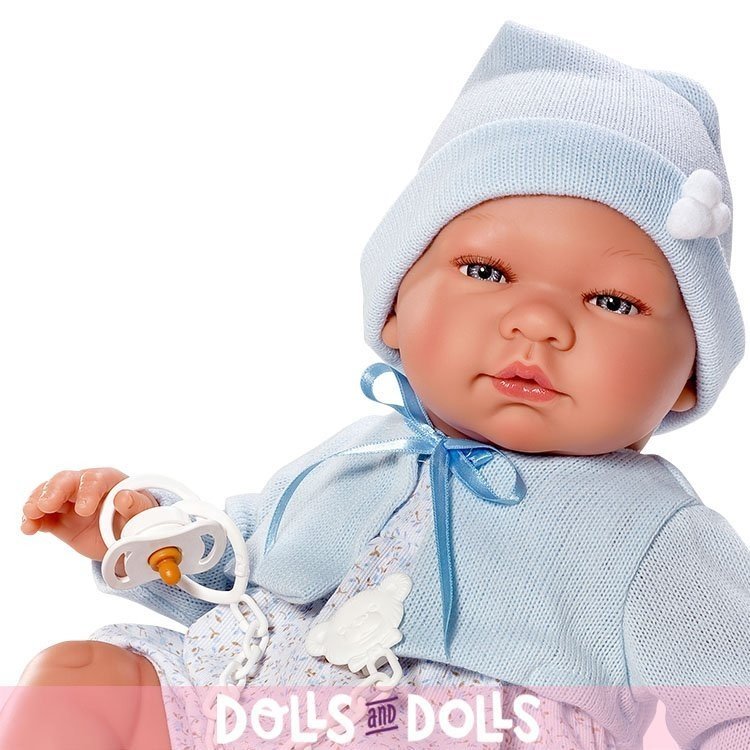 Así doll 43 cm - Pablo with blue flowers rompers and blue jacket