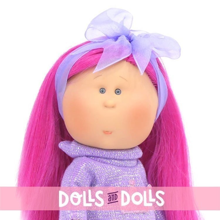 Nines d'Onil doll 30 cm - Mia with fuchsia hair with lilac set